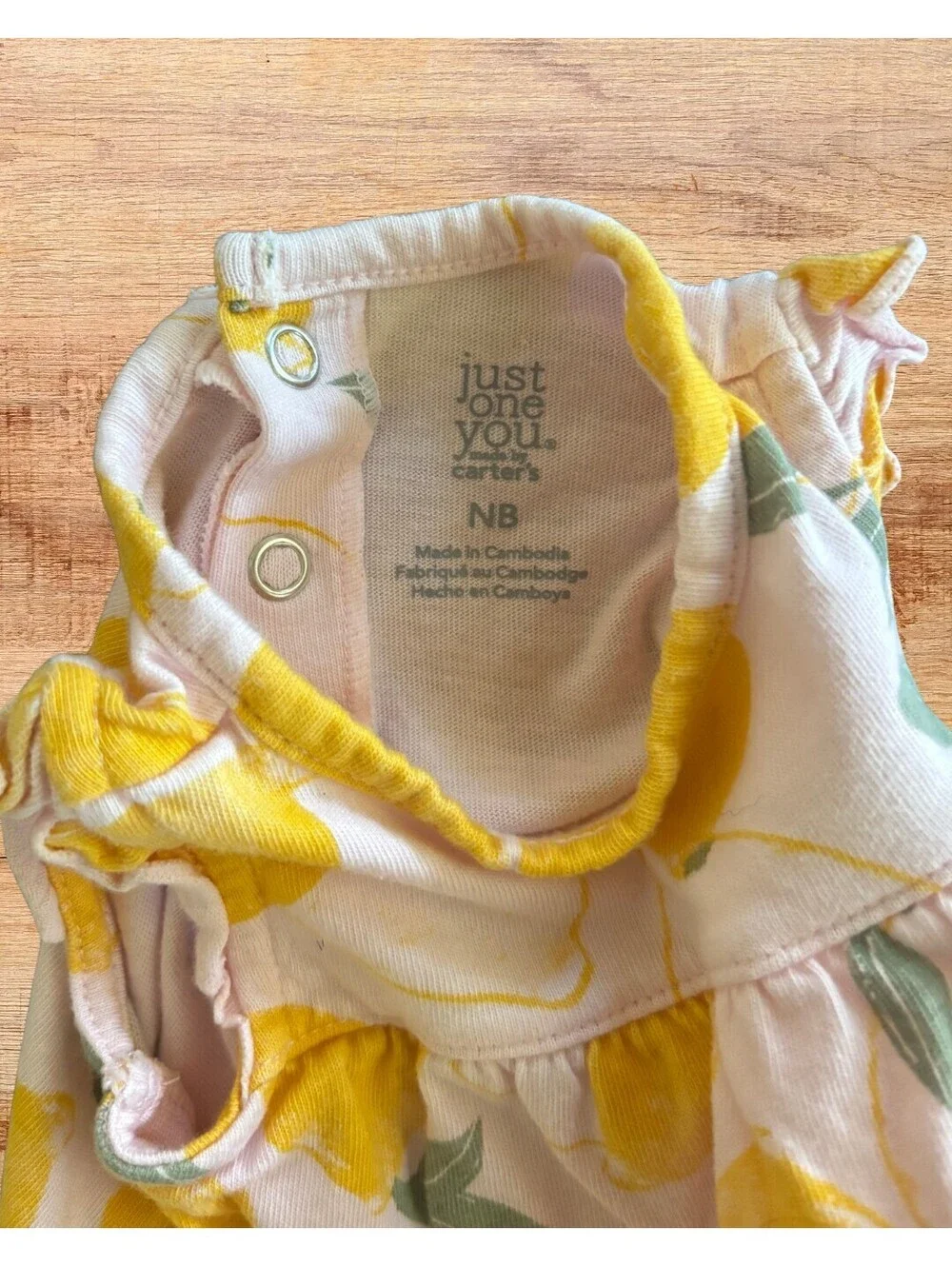 Just One You Newborn Lemon Print Bubble Romper 100% Cotton